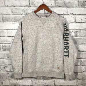 Carhartt Womens Relaxed Fit Midweight Crewneck Logo Sleeve Sweatshirt Medium